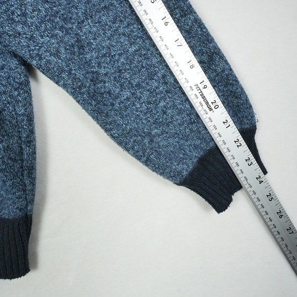 YeoKou Mens Cashmere Wool Blend Full Zip Cardigan Sweater Blue Plaid Lined XL - Picture 8 of 10